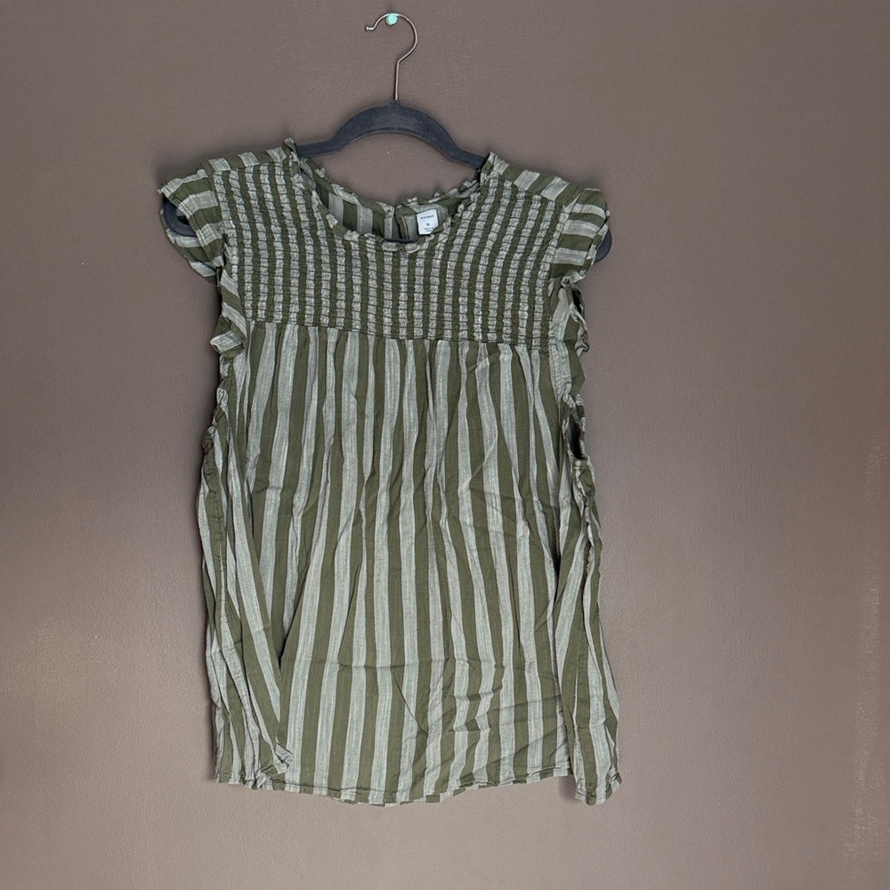 Old Navy Green Striped Blouse